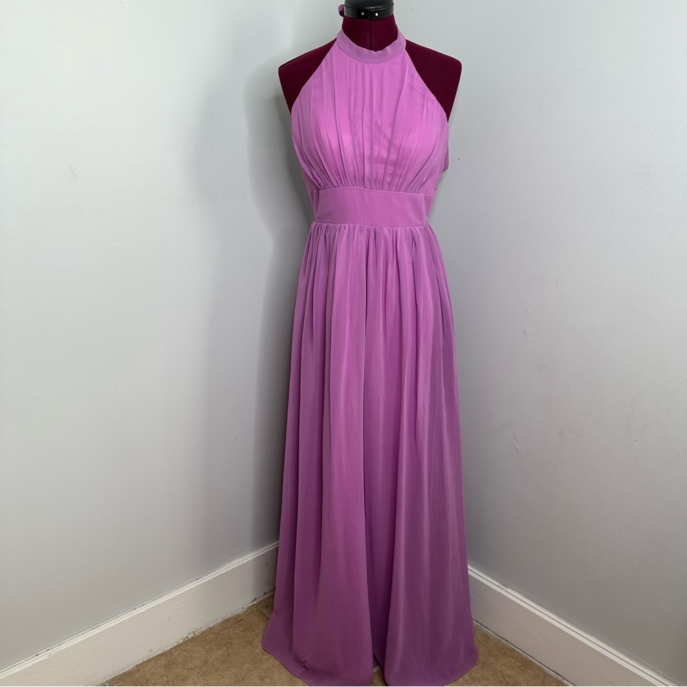 Pink Sleeveless Halter Neck Prom Gown